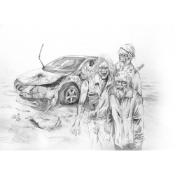 ORIGINAL DRAWING  - Zombies can't drive